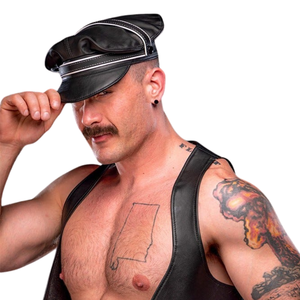 Casquette de marin en cuir pour homme avec bande colorée, six options de couleurs, ajustement réglable, en cuir de qualité supérieure, pour club - Product Image 5