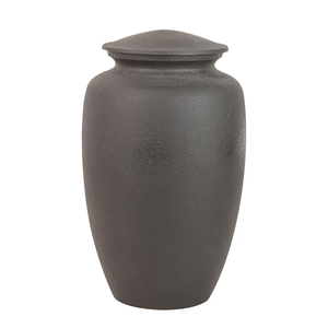 Urne funéraire classique en aluminium noir pour cendres d'adultes – Récipient commémoratif en métal pour crémation – Fourniture funéraire - Product Image 1