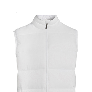 Men's White Stand Collar <b>Waterproof</b> <b>Padded</b> Vest Zipper Closure Regular-Length Solid Color Polyester/Nylon Shell Winter Casual - Product Image 3