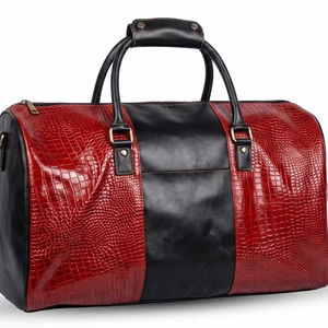 Handcrafted Brown Crocodile <b>Leather</b> Duffle <b>Bag</b> Luxury Weekender Travel Carry On Overnight Gym <b>Holdall</b> for <b>Men</b> - Product Image 1