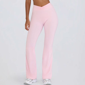 Legging de yoga personnalisé en Spandex et Polyester, taille élastique, coupe évasée unie pour femme, style unique - Product Image 1