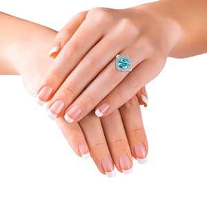 Bague en argent sterling 925 de qualité AAA, faite à la main, unique, avec tourmaline Paraiba ronde créée en laboratoire, bijoux semi-précieux - Product Image 3