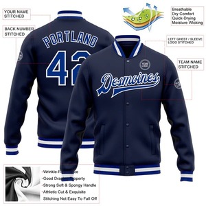 Navy Royal <b>White</b> Custom Varsity <b>Jacket</b> Full Snap Letterman <b>Jacket</b> Bomber <b>Jacket</b> For <b>Men</b> Outdoor Casual Baseball Team <b>Jacket</b> - Product Image 2