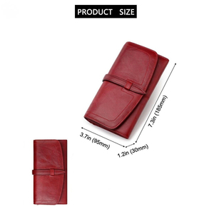 Premium Vintage Genuine Leather <b>Womens</b> Long <b>Wallet</b> RFID Blocking Zipper Clutch <b>Purse</b> Linen Eco-Friendly Custom Logo Available - Product Image 2
