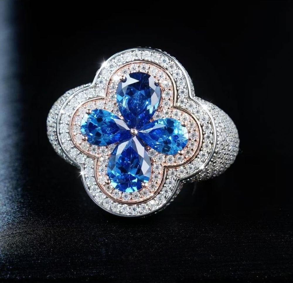 Blue moissanite ring
