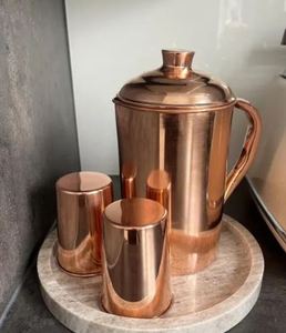 Juego de jarras de cobre para servir agua, ideal para cenas, con vasos, duradero, reutilizable, para servir en la cocina. - Product Image 3