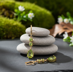 Pendientes Colgantes Clásicos Verdes con Diseño de Pera y Redondo, Plata de Ley 925, Chapados en Oro, Joyería de Regalo a Precio de Mayoreo - Product Image 5