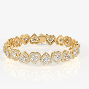 Pulsera de diamantes vintage para mujer en oro amarillo, rosa y blanco – Corte de corazón, con forma de corazón, para bodas y ocasiones especiales - Product Image 1