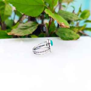 Anillo Art Deco de Plata de Ley con Turquesa Azul Natural, Hecho a Mano, para Compromiso, Boda, Fiesta, Joyería con Piedra de Nacimiento para Mujer, Regalo Elegante - Product Image 5