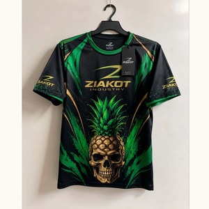 เสื้อยืดพิมพ์ลายหัวกะโหลกสีดำเขียวทองรูปสับปะรดสำหรับการแสดง  ขายส่งจากโรงงานซีอาโกต์ อินดัสทรี - Product Image 1