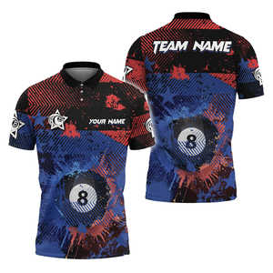 Maillots de billard personnalisés pour hommes - Impression par sublimation numérique, design uni, 100 % polyester, manches courtes, couleurs personnalisables - Product Image 5