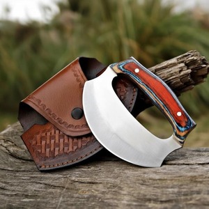 Cuchillo de Caza de Acero de Damasco, Hoja de Punta Caída, Mango de Madera, Borde Biselado, Uso en Exteriores, Grosor de 0.7mm, Hoja Única - Product Image 5