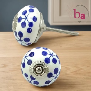 Ba Porcelain Cabinet <b>Knobs</b> Round Blue <b>White</b> Modern Design Kitchen Drawer Handle Durable Wardrobe Home Office - Product Image 1