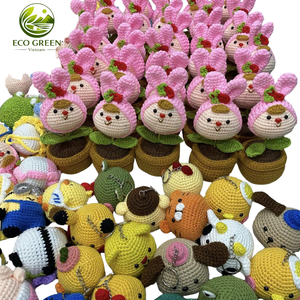 Muñeco de Ganchillo de Animal de Peluche Hecho a Mano, Muñeca Decorativa de Hilo con Flores, Juguete Adorable de Apoyo Emocional para Escritorio de Oficina - Product Image 6