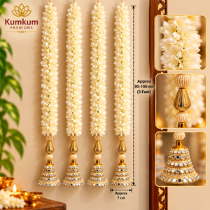 Artificial Jasmine Mogra Bell Garland 3 Feet Indian Wedding Door Wall Hanging For festive <b>favors</b> Mandap Temple Diwali Home Decor - Product Image 1