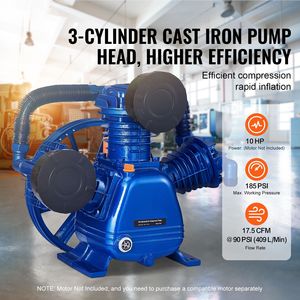 Nuova Testa di Compressore d'Aria a Pistone Lubrificato a Olio da 10HP 17.5CFM a 3 Cilindri con Design a Doppio Stadio Tipo V - Product Image 2
