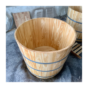 [BEST SELLING] | Round Wooden Barrel Bathtub Japanese Style Ofuro Soaking Tub For Hotel Bathroom From Blue Lotus Vietnam - Product Image 1