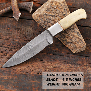 Hand Forged Damascus Steel Fixed Blade Skinning <b>Knife</b> with Sheath Custom OEM Full Tang Hunting Camping <b>Knife</b> <b>Bone</b> <b>Handle</b> - Product Image 2