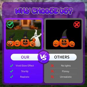 Decorazioni Gonfiabili di Halloween in PVC da 2,4 Metri con Luci LED, Zucche e Fantasmi per Decorazioni da Giardino Gonfiabili per Esterni - Product Image 6