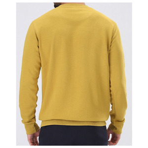 Pull en laine/polyester tricoté doux à col rond pour homme, coupe ajustée, anti-rides, manches longues, couleur unie, jauge 5GG, vente en gros ODM - Product Image 3