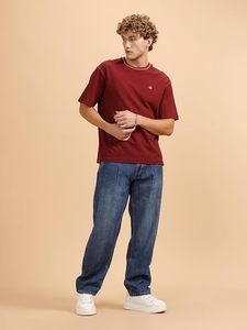 Jean en denim pour homme 100 % coton, écologique, taille mi-haute, coupe ample, jambe large, délavé moyen, uni, décontracté, toutes saisons - Product Image 5