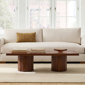 Mesa de Centro Contemporánea de Madera de Teca Sólida con Patas Cilíndricas Gruesas, Mesa Rectangular de Madera para Sala de Estar, Muebles de Lujo - Product Image 6