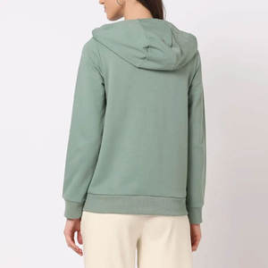 เสื้อฮู้ดผู้หญิงผ้าเจอร์ซีย์สีตามสั่ง เป็นมิตรกับสิ่งแวดล้อม คอวี ทรงสลิมฟิต มีกระเป๋าหน้า - Product Image 4