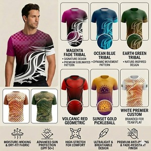 เสื้อยืดคอกลมสำหรับผู้ชายแบบสั่งทำพิเศษสำหรับเล่นพิคเคิลบอล ผ้าไม่เป็นขุย น้ำหนักเบา นุ่ม ระบายอากาศได้ดี เหมาะสำหรับใส่เล่นในสนามในช่วงฤดูร้อน รับผลิตแบบ OEM ODM - Product Image 5