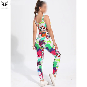 Newest Colorful <b>Paint</b> Splatter Print Yoga <b>Set</b> High Waist Leggings Crop Top 2 Piece Activewear Workout Wear Spandex Polyester - Product Image 2
