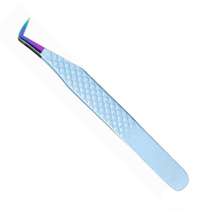 Pince à épiler professionnelle en acier inoxydable avec poignée en diamant à 90 degrés, outil de beauté facile à utiliser pour les extensions de cils chaudes - Product Image 1