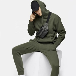 2021 Custom Wholesale Men's Workout Pullover Sweatsuit Set High Quality 100% Cotton Tracksuit Waterproof Solid Knitted - Product Image 2