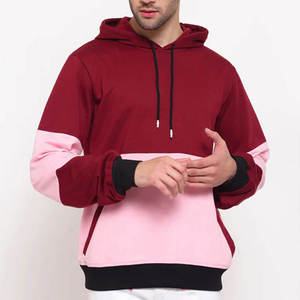 <b>Men's</b> Color Blocking Hoodie Fleece <b>Sweatshirt</b> Casual Autumn Wear Red <b>Pink</b> Black Regular Fit Knitted Cotton Eco-Friendly - Product Image 1