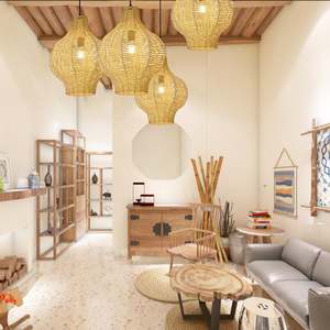 New Collection Eco Friendly Bamboo Rattan Chandelier Lamp Artisan <b>Crafted</b> Hanging <b>Light</b> for Hotel Villa Interior Design - Product Image 4
