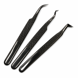 Kit de pinces à épiler professionnelles en acier inoxydable noir de précision avec pointe fine, écologiques et durables, outils de salon de beauté - Product Image 2