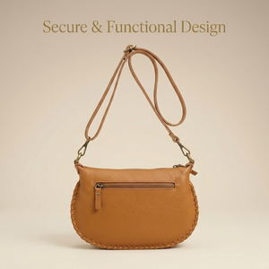 Brown Genuine Leather Crossbody Shoulder <b>Bag</b> for Women | Aztec Pattern Woven Front <b>Boho</b> Style Handbag with Adjustable Strap <b>Bag</b> - Product Image 3