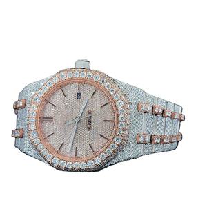 New Modern Design Unisex Analog Stainless Steel Round Automatic for Movement <b>Quartz</b> Moissanite Diamond <b>Watch</b> for <b>Men</b> Women - Product Image 1