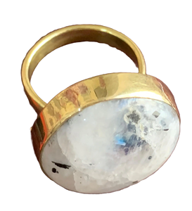 Bague de mariage bohème en argent allemand avec grande pierre précieuse en forme de pierre de lune arc-en-ciel, plaquée or, vente en gros, haute qualité, prix attractif, cadeau, fête - Product Image 3