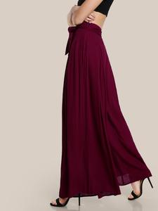 Pantalon Palazzo Plissé Taille Haute Décontracté à Jambes Larges en Velours Côtelé Respirant et Antistatique pour Femmes Grandes Tailles avec Liens à Nouer - Product Image 4