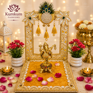 Decoración Artesanal India Más Vendida: Ídolo Decorativo de Dios Singhasan, Fondo para Laddu Gopal Krishna Ganesha, Decoración Festiva para Sala de Pooja y Hogar - Product Image 2