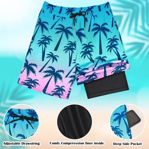 Boys Swim <b>Trunks</b> with <b>Boxer</b> Brief Liner Compression Boy Bathing Shorts Quick Dry Beach Swim Shorts - Product Image 3