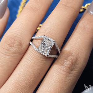 3CT Radiant Cut Lab Grown Diamond Engagement Wedding <b>Ring</b> 10K White Gold <b>Split</b> Pave Band IGI Certified Diamond <b>Ring</b> for Women - Product Image 4