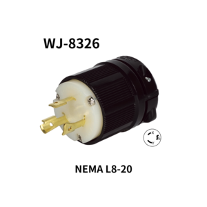 Enchufe de Bloqueo NEMA L8-20P con Cableado Seguro WJ-8326 de Taiwán para Conexión Eléctrica de Equipos Industriales - Product Image 1