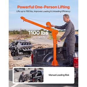 รถเครนติดรถกระบะแบบแมนนวล 1100 ปอนด์ พร้อมบูมยืดหดได้หมุนได้ 360 องศา กล่องเกียร์เหล็กชุบสังกะสีคุณภาพสูง - Product Image 2