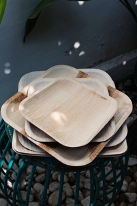 New Latest Biodegradable Palm Leaf Food <b>Plates</b> 6 Inches Square <b>Disposable</b> Serving <b>Plates</b> for Bakery Dessert and Fast Food Use - Product Image 2