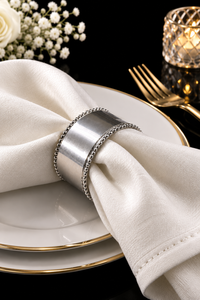 Anneau de serviette en acier inoxydable 4,5 cm, bord perlé classique, décoration de table pour mariage, design durable - Product Image 4