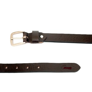 Cinturón Casual de Cuero Genuino para Hombre, Color Marrón Sólido, Hebilla Rectangular Plateada, Cuero Vacuno Resistente, Longitud Ajustable - Product Image 5