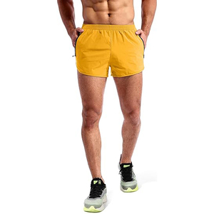 Pantalones Cortos Deportivos Amarillos para Hombre, de Secado Rápido, Ligeros, para Gimnasio, con Bolsillo con Cremallera para Teléfono - Product Image 3