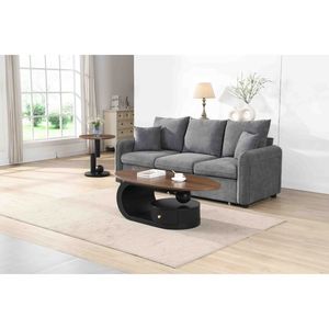 Set di 2 Tavolini da Caffè Ovali di Lusso Neri con Vano Portaoggetti per Soggiorno, Tavolino da Cocktail - Product Image 3