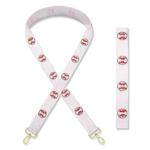 Sangle de sac légère faite à la main avec perles d'imitation, motif de couture rouge style baseball, réglable, pour épaule ou bandoulière, de remplacement - Product Image 5