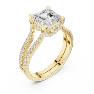 Anillo de Compromiso y Boda para Mujer, Diseño de Dos Piezas, Oro Sólido de 14k, Certificado IGI, Diamante Cultivado en Laboratorio de 1.50 CT, Corte Asscher, E VS1 - Product Image 2